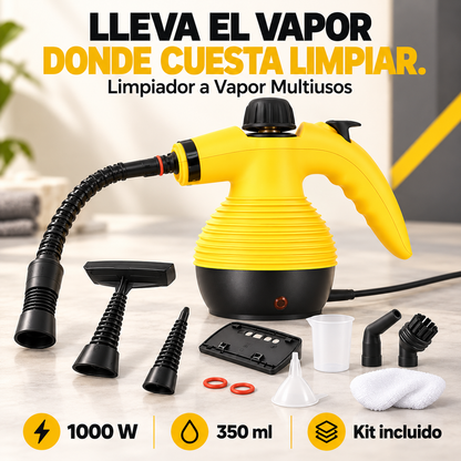 VaporJet™ — Limpiador a Vapor Portátil Presurizado 1000W — 10 Accesorios, 3 Bares